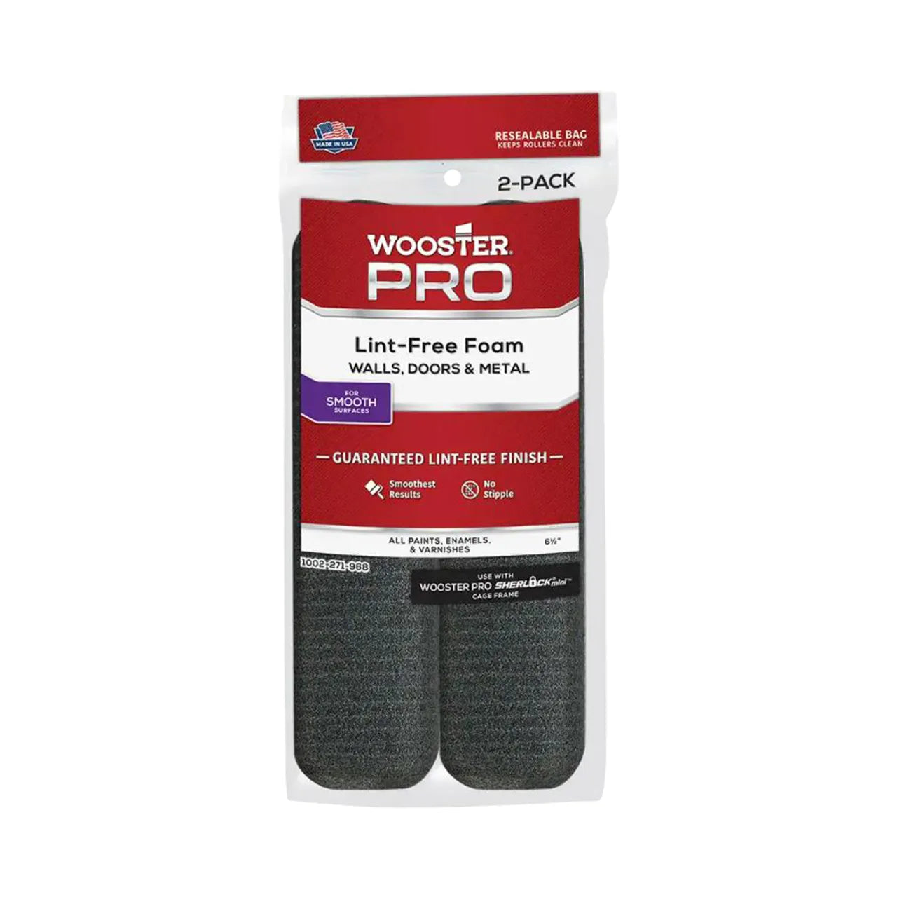 The Go Build 6-1/2 in. High-Density Pro Foam Cage Frame Mini Roller is ideal for walls, doors, and metal. This set includes two mini rollers in a resealable bag to guarantee a smooth finish every time.